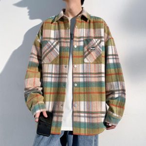 Coats & Jackets | Mens Brushed Wool-Blend Checked Overshirt Clothing Coats & Jackets