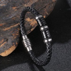 Jewellery | Mens Leather And Rubber Tubular Bracelet Accessories Jewellery