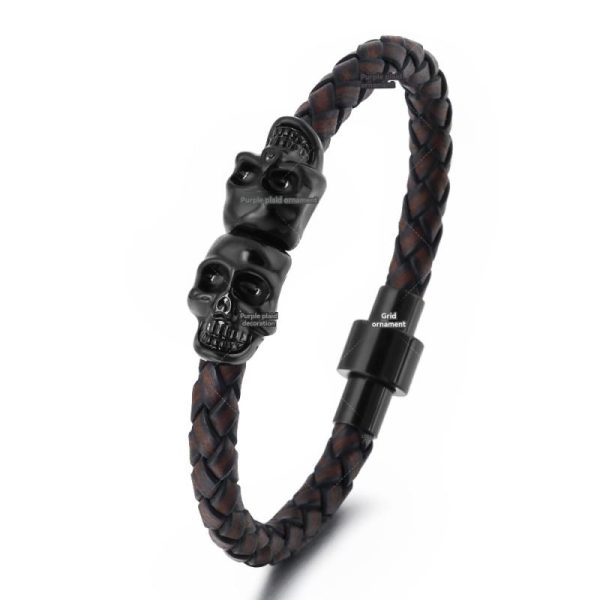 Jewellery | Mens Leather Cord Skull Bracelet Accessories Jewellery