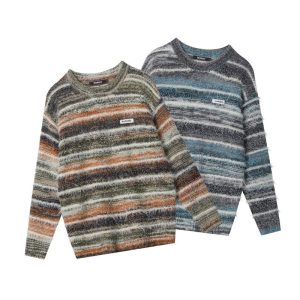 Knitwear | Mens Regular Fit Mixed Yarn Stripe Mix Pullover Clothing Knitwear