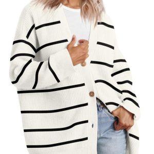 Knitwear | Womens Breton Knit Cardigan Clothing Knitwear