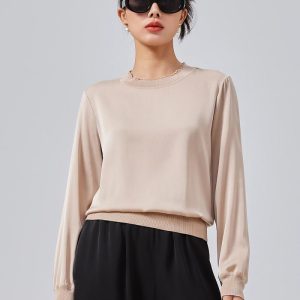 Knitwear | Womens Bright Beige Embroidered Knit Top Clothing Knitwear