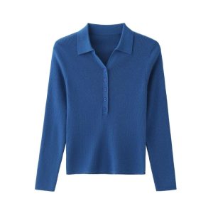 Knitwear | Womens Wool Cotton Blend Rib Polo Clothing Knitwear