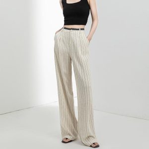 Pants & Shorts | Womens Stripe Linen Pant Clothing Pants & Shorts