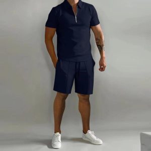 Shirts And Polos | Mens Albany-Short Sleeve Half Zip Textured Polo Clothing Mens