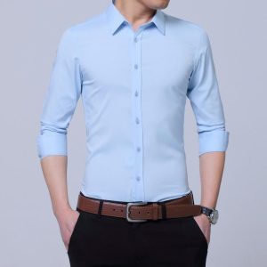 Shirts And Polos | Mens Ls Slim Plain Shirt Clothing Mens