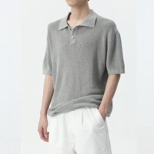 Shirts And Polos | Mens Mercerised Cotton Textured Knit Polo Clothing Mens