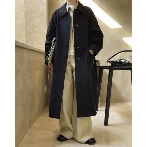 Coats & Jackets | Mens Long Belted Coat Clothing Coats & Jackets